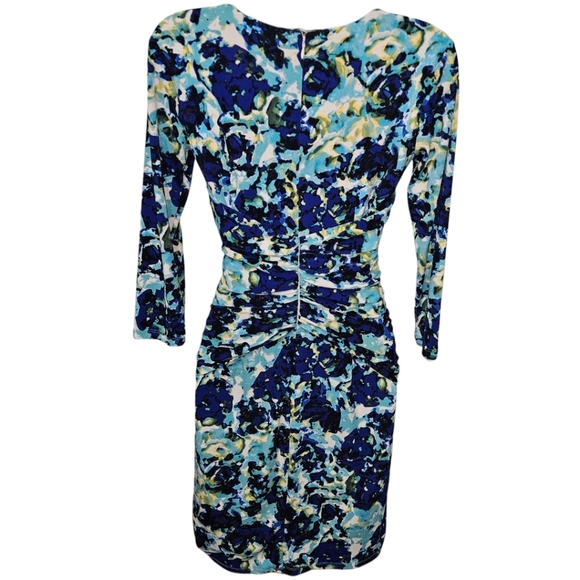 Ann Taylor Floral Front Ruched Elbow Sleeve Dress - Picture 2 of 4